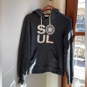Heather grey SoulCycle Hoodie with holograph lettering